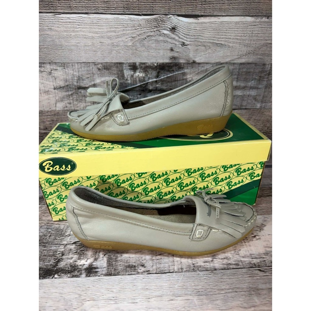 Vintage Bass Leather Tassel Loafers Shoes Women Gray Silver Size 5.5 - Picture 2 of 15